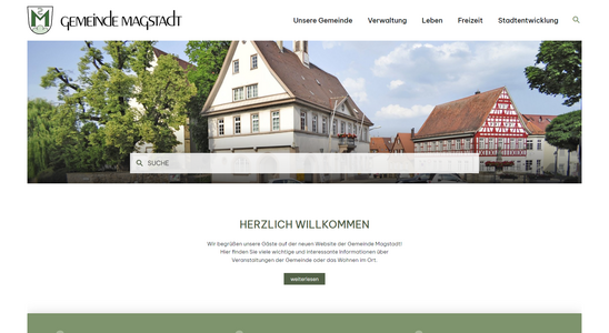 Startseite von der Homepage